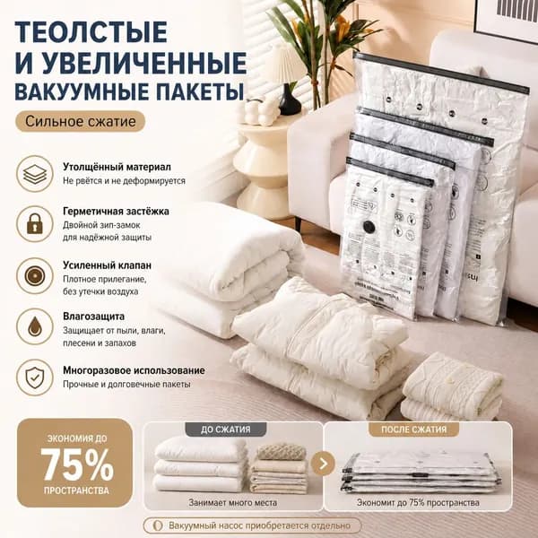 Вакуумный пакет для сжатия # Сумка для хранения # Специально для одеял и одежды
