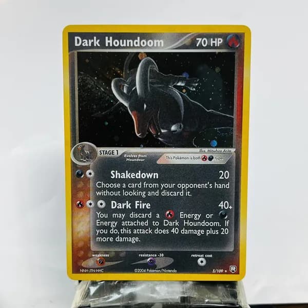 Портативные карты PKM T Настройка и прокси высококачественной фольги Dark Houndoom Team Rocket Returns (TR) #5