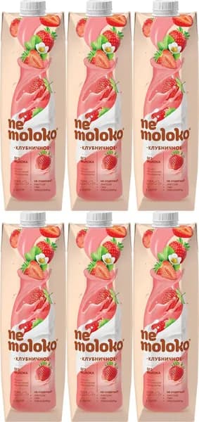 Nemoloko Напиток соевый Клубничный, 1 л, 6 шт в коробке