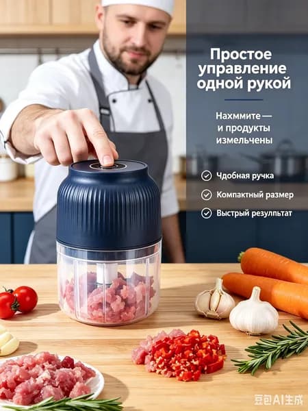 Измельчитель электрический кухонный, универсальный, беспроводной на аккумуляторе