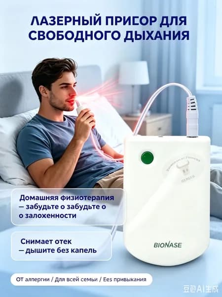 Аппарат для лечения ринита и синусита BioNase, лазерный прибор от насморка и аллергии, домашняя физиотерапия для свободного дыхания.