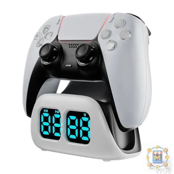Зарядная станция для геймпада PS5 с цифровыми часами и быстрой зарядкой