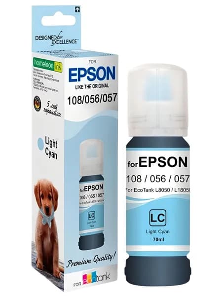 Чернила Revcol для Epson 108 056 057 Key Lock 70ml Light Cyan Dye, Epson L8050, L18050