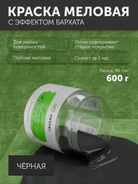 Краска меловая для мебели и декора "Меловой бархат" матовая без запаха угольная PaintGuard - 0,5л/0,6кг