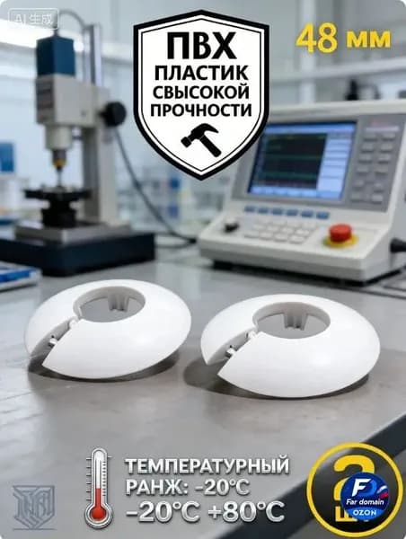 Декоративные короба для труб белого цвета, 2 шт: регулируемые для труб 46-56 мм. Создают аккуратный вид в квартире.