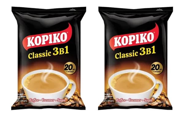 Kopiko Кофе растворимый 3 в 1 Classic, 20 пакетиков х 20 гр, 2 упаковки