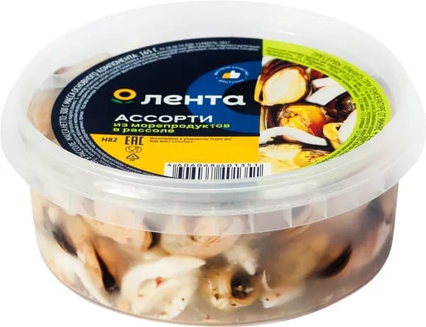 Ассорти из морепродуктов ЛЕНТА в рассоле, 300г 2 шт.