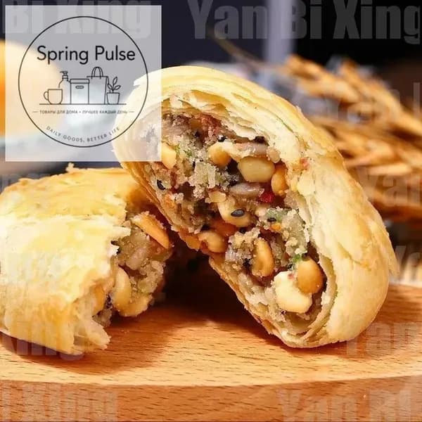 Китайские лунные пироги суйские, смешанные вкусы (пять орехов, кунжут, соль-перец), 10 штук по 38 г, традицион shuxia