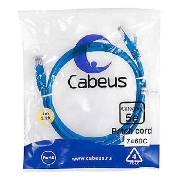 Cabeus Патч - корды сетевые, телефонные PC - UTP - RJ45 - Cat.5e - 1m - BL Патч - корд U UTP, категория 5е, 2xRJ45 8p8c, неэкранированный, синий, PVC, 1м