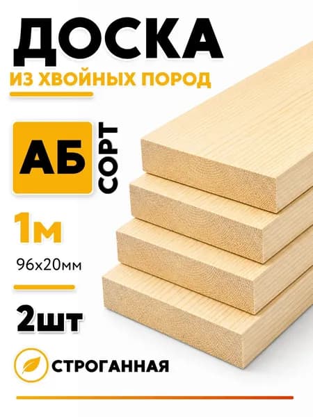 Доска строганная 96 х 20 х 1000мм 2шт строительная