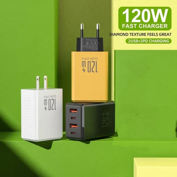 Порт зарядки 120W DOG для ПК и телефонов, Желтый - вилка европейского стандарта