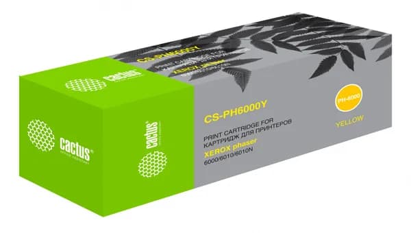 Картридж Cactus CS-PH6000Y 106R01633 желтый, для XEROX Phaser 6000/6010, ресурс до 1000 страниц