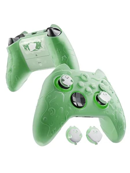 PlayVital Силиконовый чехол Ocean Whisper для Xbox Series X/S, полупрозрачный антискользящий защитный кейс с насадками, пастельно-зелёный