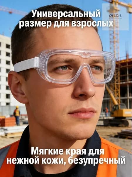 Очки защитные, цвет: Прозрачный, 1 шт.