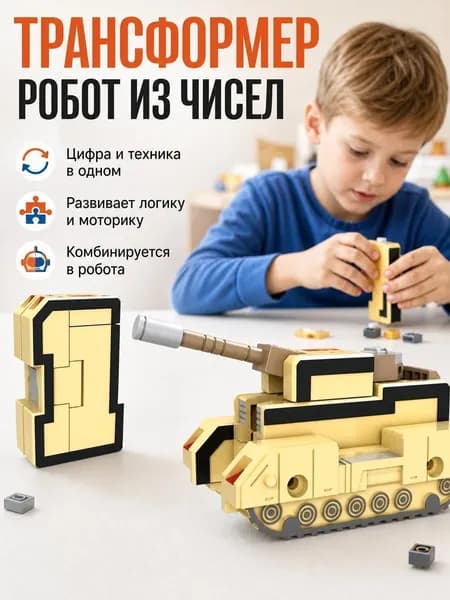 Игровой набор для мальчиков Конструктор Цифры Трансформеры "ноль"-"девять", Может быть объединен в большого робота