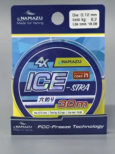 Шнур плетеный Namazu "Ice-Stra" 4Х, L-30 м, d-0,12 мм, test-8,2 кг, белый / нить для бисера