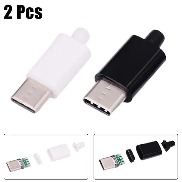 Разъем 2pcsUSB3.1Type C с линией сварки печатных плат с черным или белым корпусом