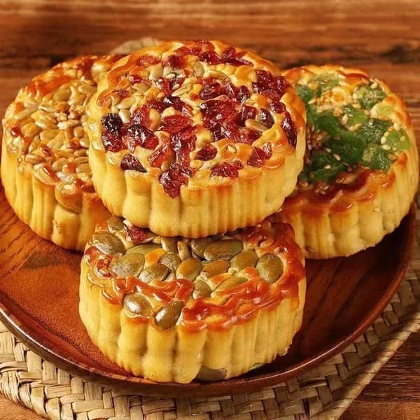 Традиционный кантонский лунный пряник с орехами и пятью начинками, ассорти вкусов, индивидуальная упаковка, рассыпной вариант