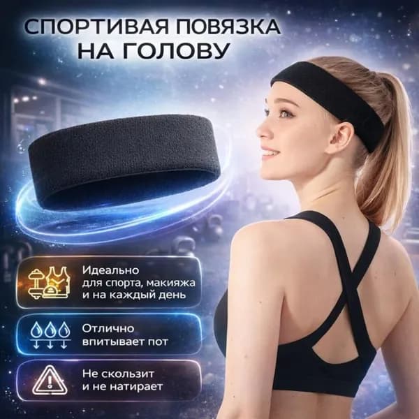 Повязка на голову спортивная, размер: 54-58