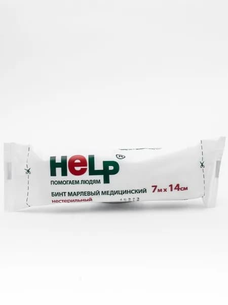 Бинт HELP марлевый нестерильный 7 м х 14 см