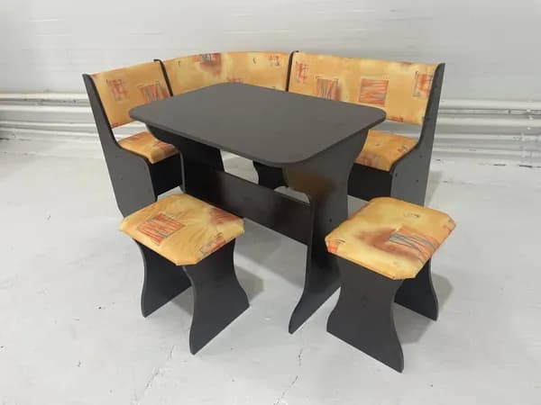 Вельвет Кухонный уголок,135x97x82 см, желтый