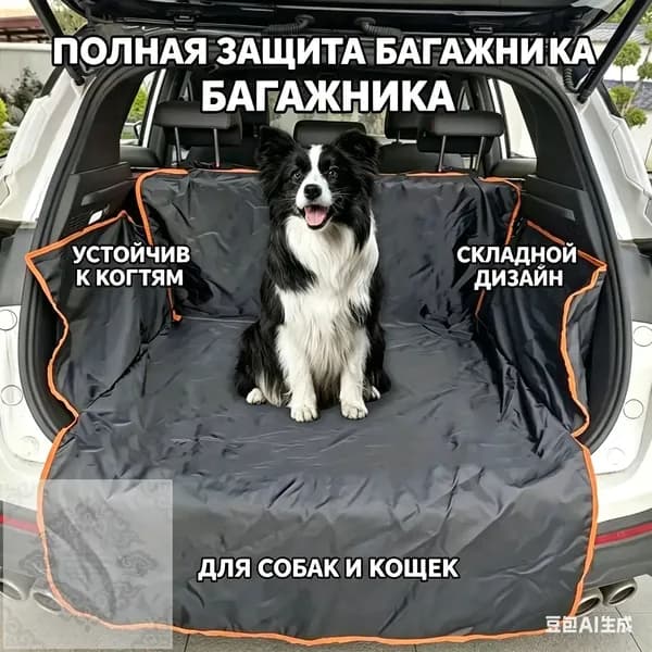 Водонепроницаемый автогамак для животных в багажник с противоскользящей основой для поездок