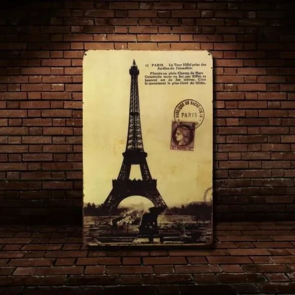 Табличка на стену металлическая декоративная PARIS винтаж 20х30 см