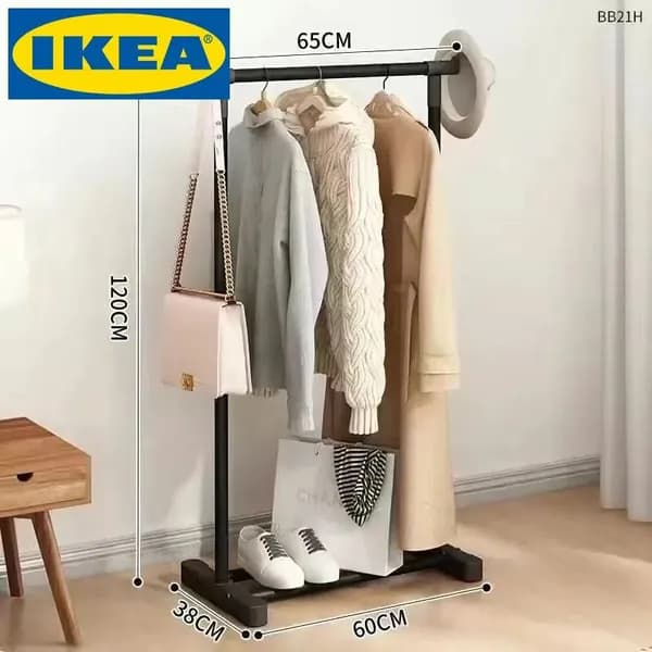 IKEA Вешалка напольная 120х63х40 см на колесах металтек черный, белый