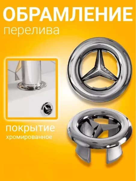 Обрамление перелива для раковины, заглушка для перелива ударопрочная хромированная (Серебристый)