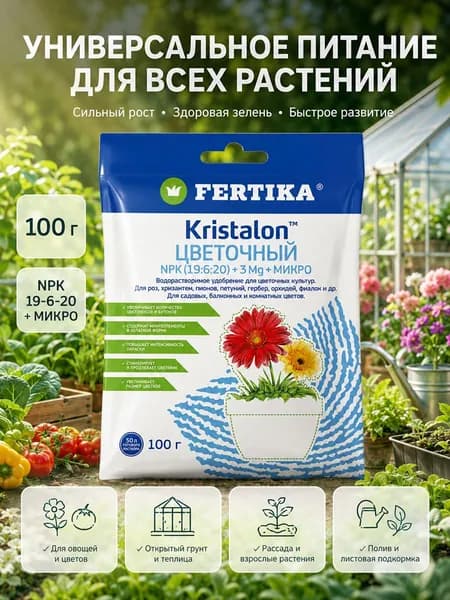 Фертика люкс удобрение для цветов, Кристалон 100 г