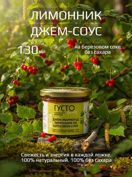 Джем-мармелад Лимонник на березовом соке, 130 г, стеклянная банка