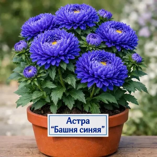 Астра пионовидная Башня синяя, семена, 0.3г