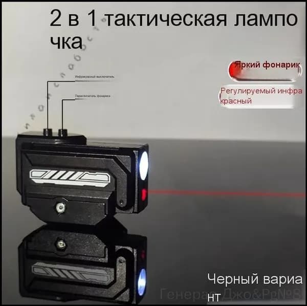Тактический фонарь с лазерным целеуказателем (ЛЦУ) 2-в-1, пластиковый корпус, нижнее крепление для GLOCK, аксессу