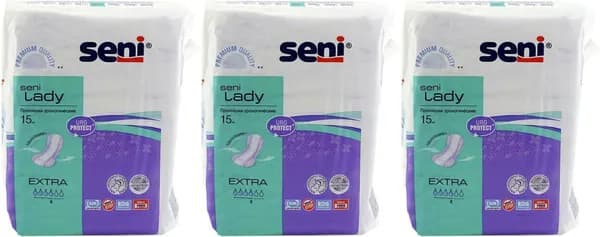 Прокладки Seni Lady Extra, комплект: 3 упаковки по 15 шт