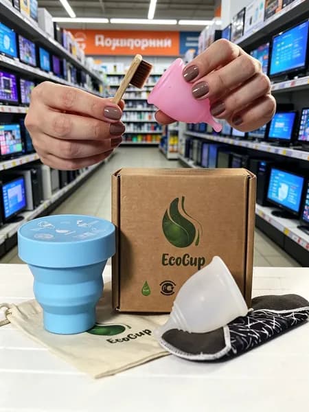 Менструальные чаши EcoCup размер S, L с аксессуарами