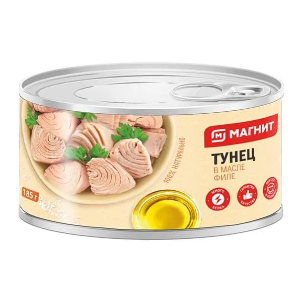 Тунец Магнит филе в масле 185г