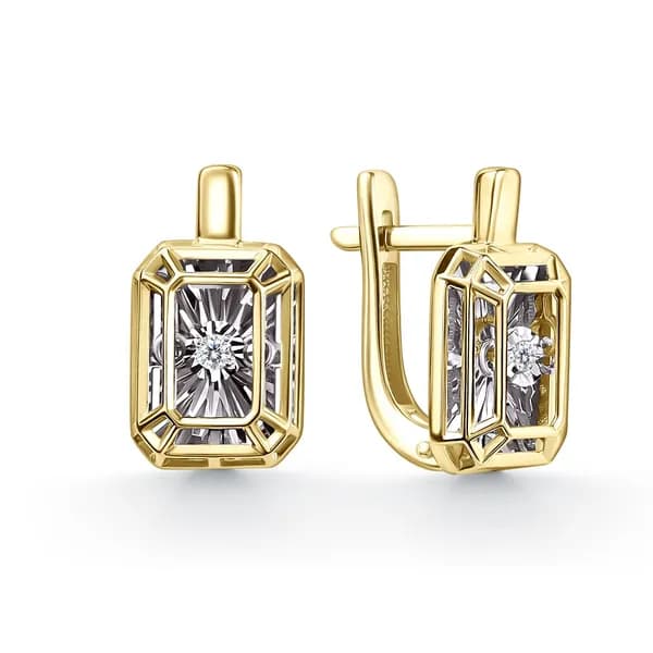 Серьги из лимонного золота DIAMANT-ONLINE с танцующим бриллиантом 585 пробы
