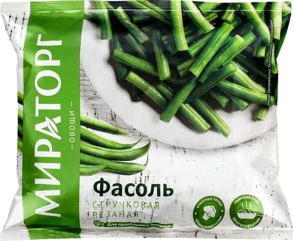 Фасоль стручковая замороженная МИРАТОРГ резанная, 400г.