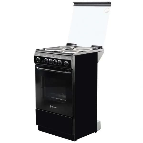 Плита электрическая de luxe 5004.10Э (КР)-001, 50 см, 4 конфорки, 43 л, эмалированный металл, черный