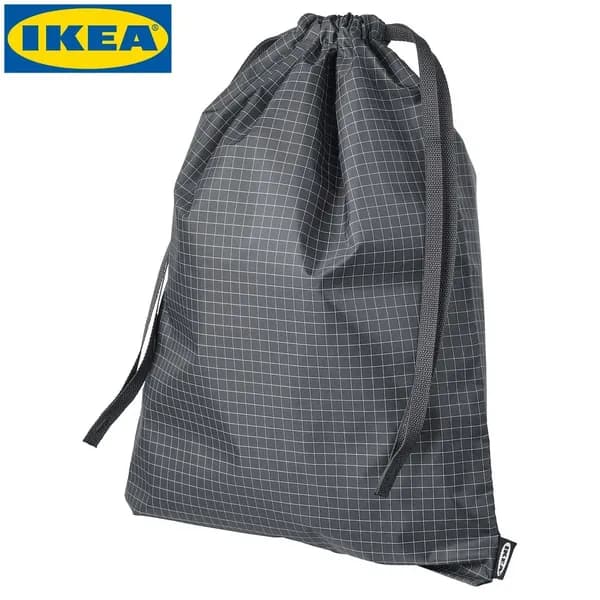 Сумка для сменной обуви IKEA - RENSARE (РЕНСАРЕ), черная в клетку, 30х40 см, 1шт