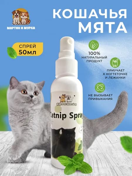 Спрей кошачья мята для приучения к когтеточке лежанке лотку