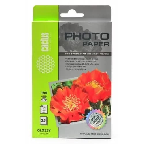 Фотобумага Cactus CS-GA618025 A6/180г/м2/25л./белый глянцевое для струйной печати