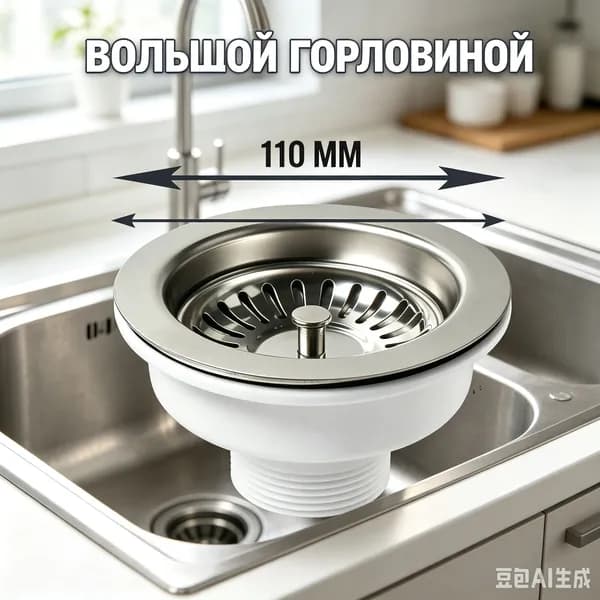 Выпуск для мойки 3 1/2' с решеткой нержавеющая сталь D 110 мм