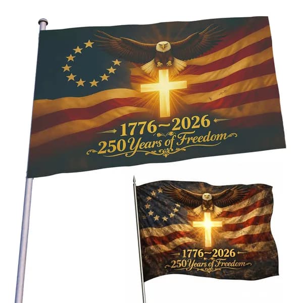 Флаг США к 250-летию независимости, 150 90 см, двухсторонний, из полиэстера