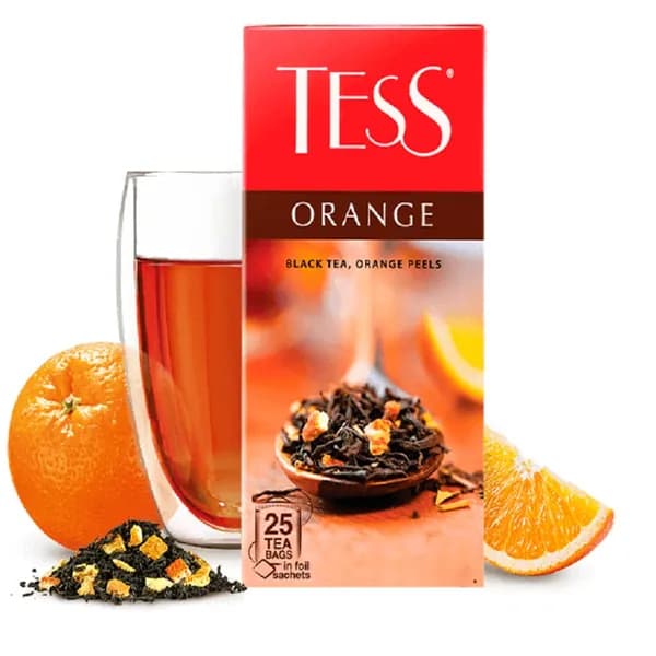 Чай в пакетиках черный Tess ORANGE с цедрой апельсина, 25 шт