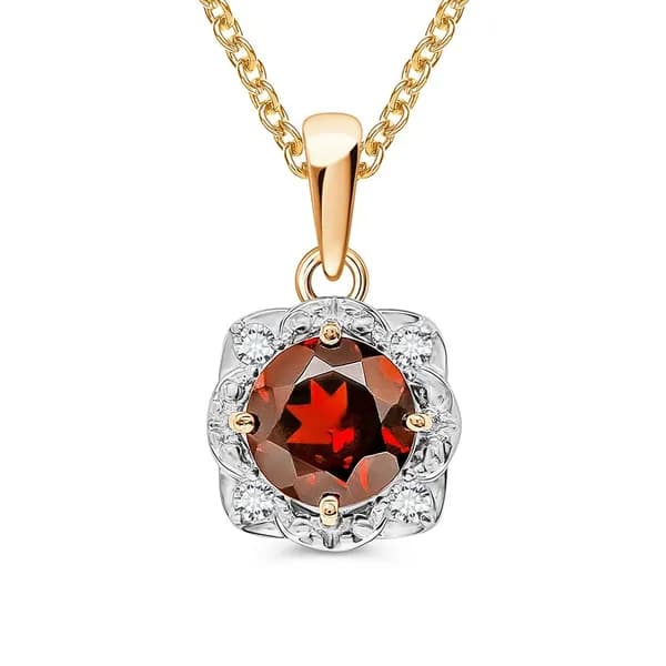 Подвес с гранатами и фианитами из красного золота 585 пробы 585GOLD