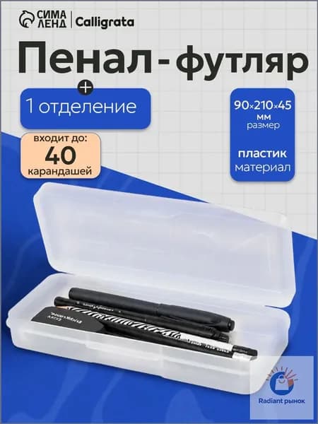 Пенал-футляр пластиковый, 20,5х8 см прозрачный
