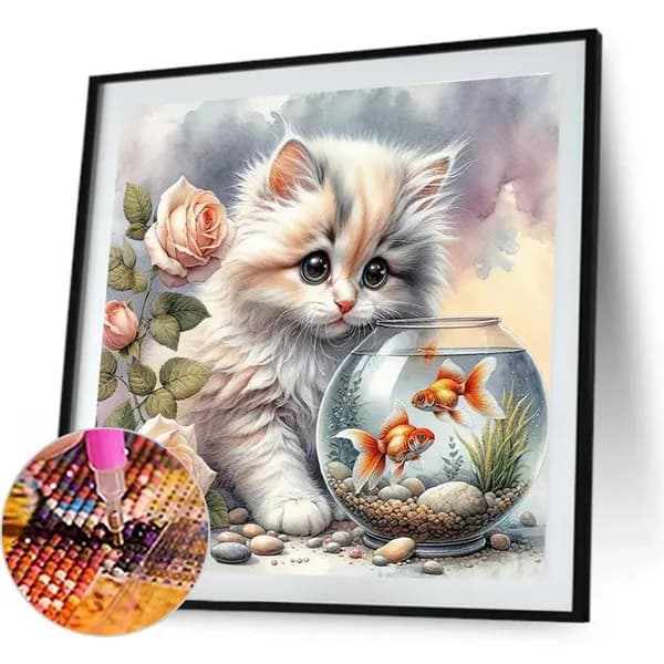 Диамантная вышивка Милый котёнок 30 30 см, 5D, из смолы