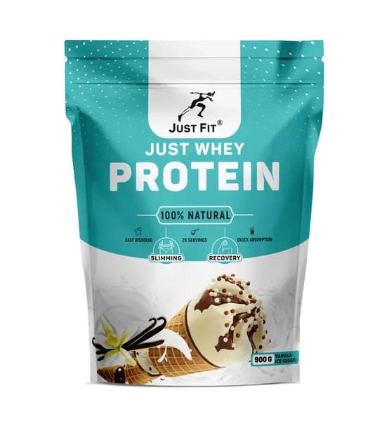 Just fit Just Whey Protein 100% Natural 900 грамм, сывороточный протеин, вкус ванильное мороженое