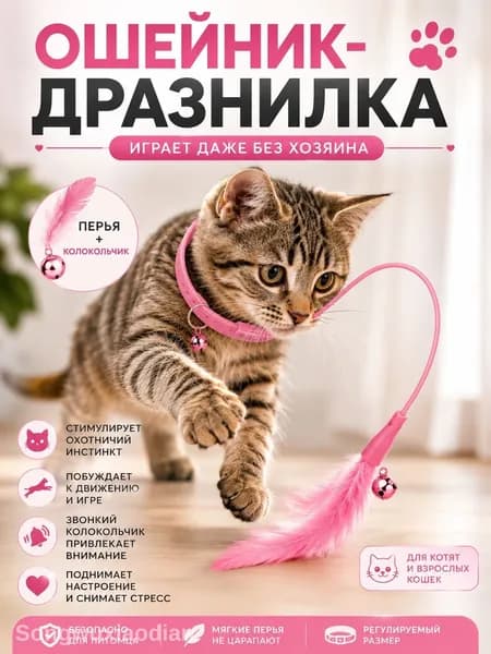 Игрушка для кошек с перьями, ошейник-дразнилка, котят